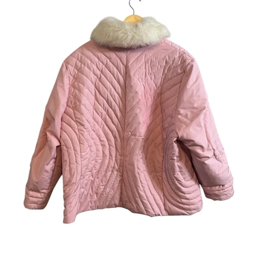 Y2K 🩷Princess ❄️BARBIE PINK Quilted  Down Feather Jacket White Fur BRATZ 3x‎
